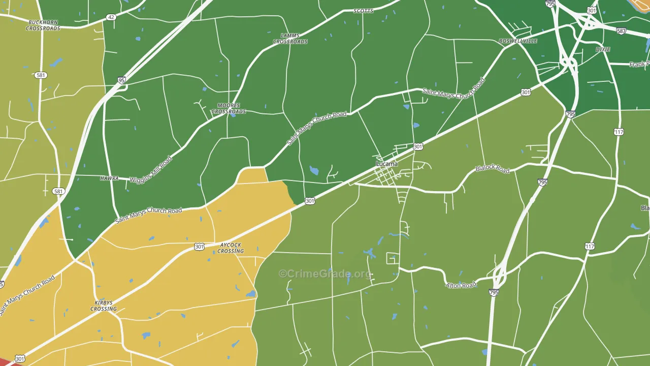 Lucama, NC Map of Drug-Related Crime Rates