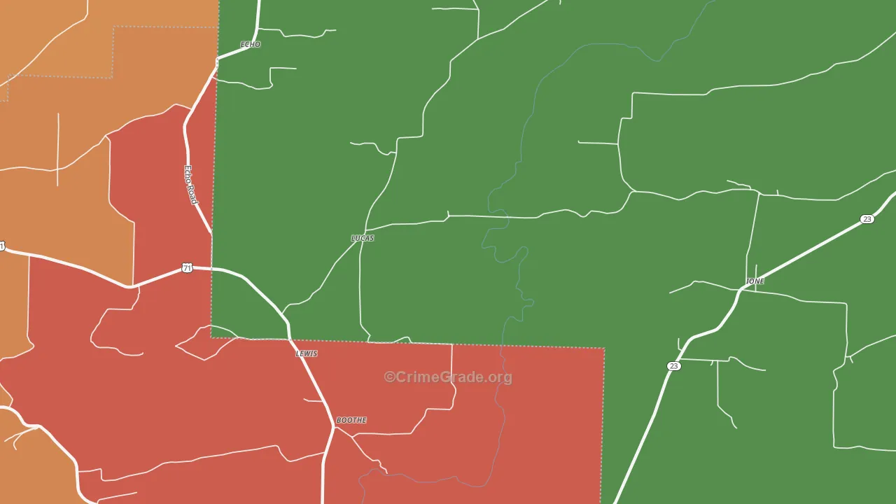 Lucas, AR Map of Drug-Related Crime Rates