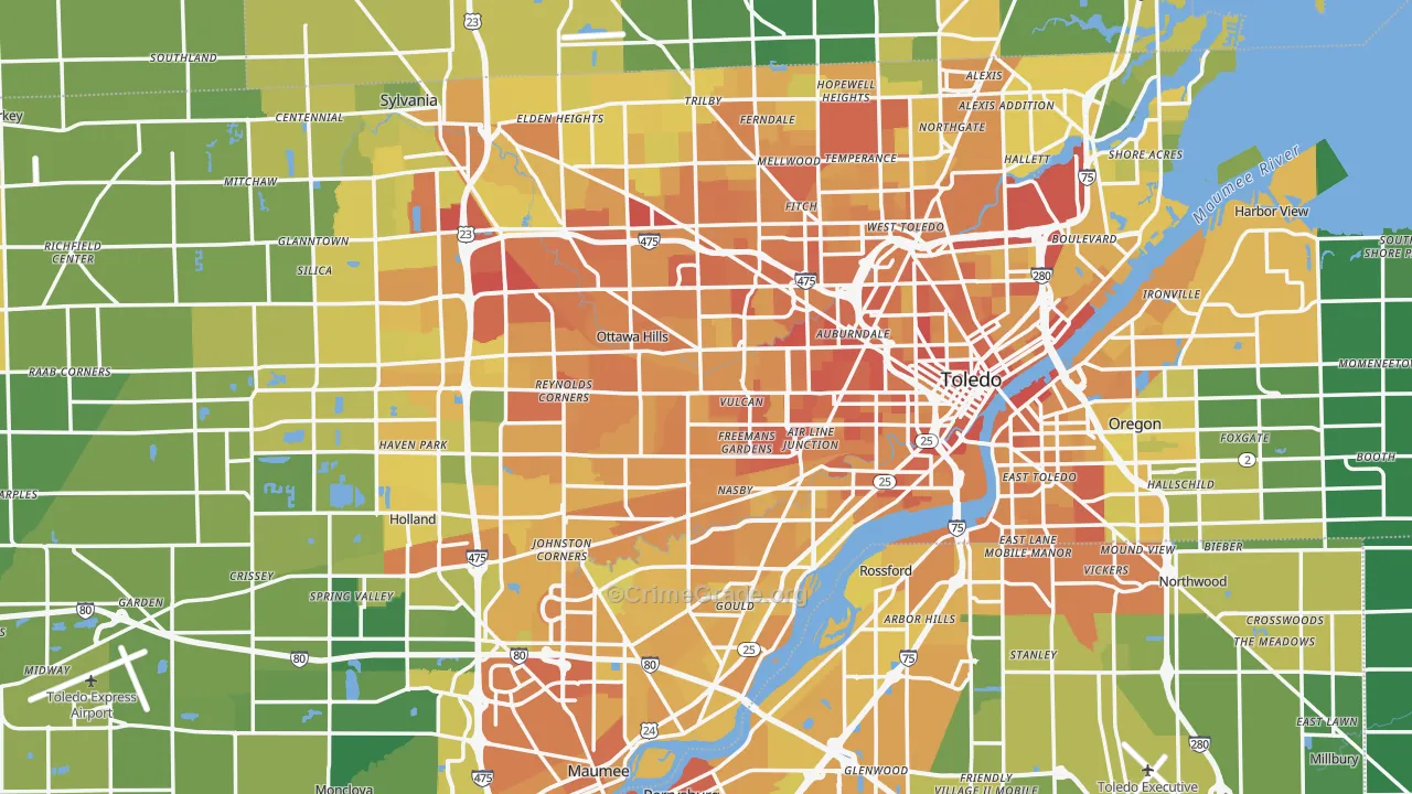 Lucas County, OH Map of Drug-Related Crime Rates