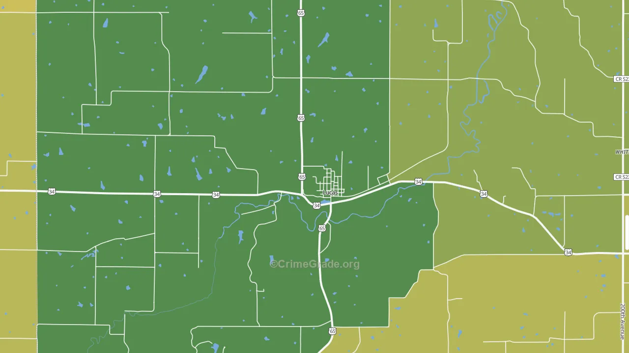 Lucas, IA Map of Drug-Related Crime Rates