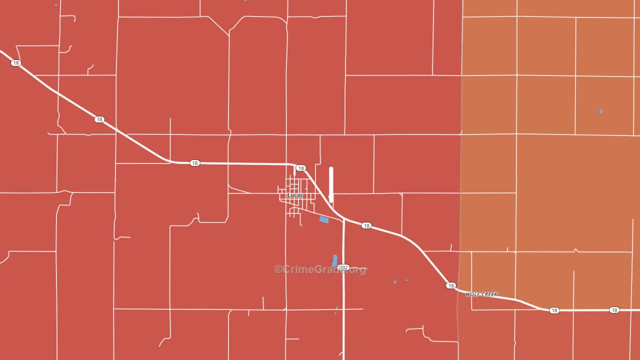 Lucas, KS Map of Drug-Related Crime Rates