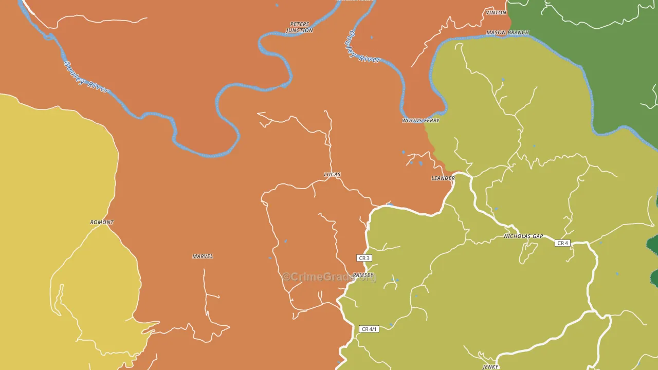 Lucas, WV Map of Drug-Related Crime Rates