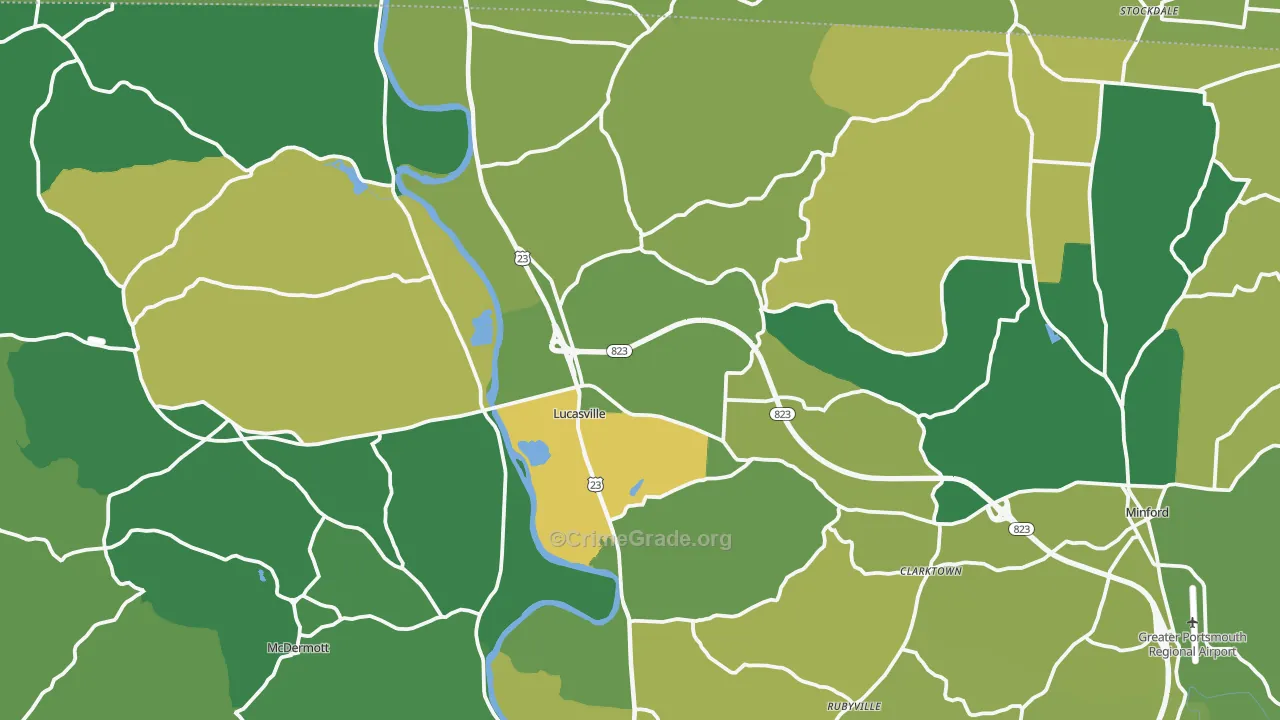 Lucasville, OH Map of Drug-Related Crime Rates