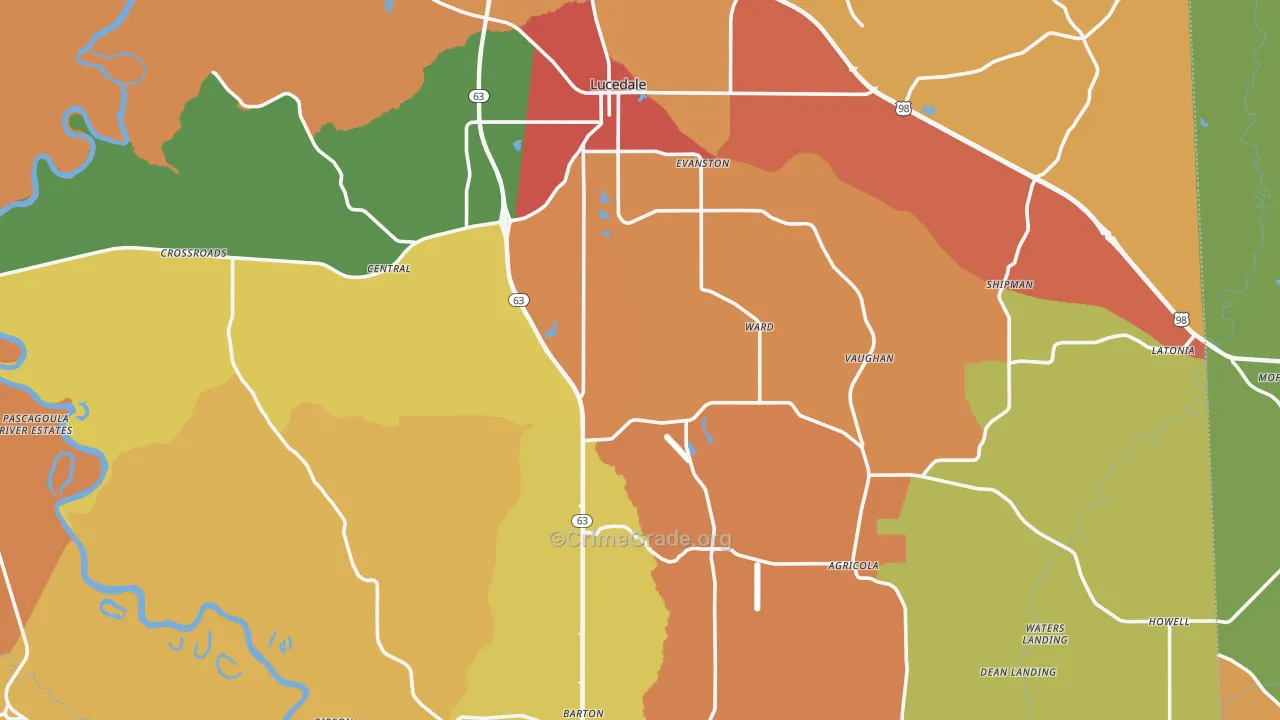 Lucedale, MS Map of Drug-Related Crime Rates