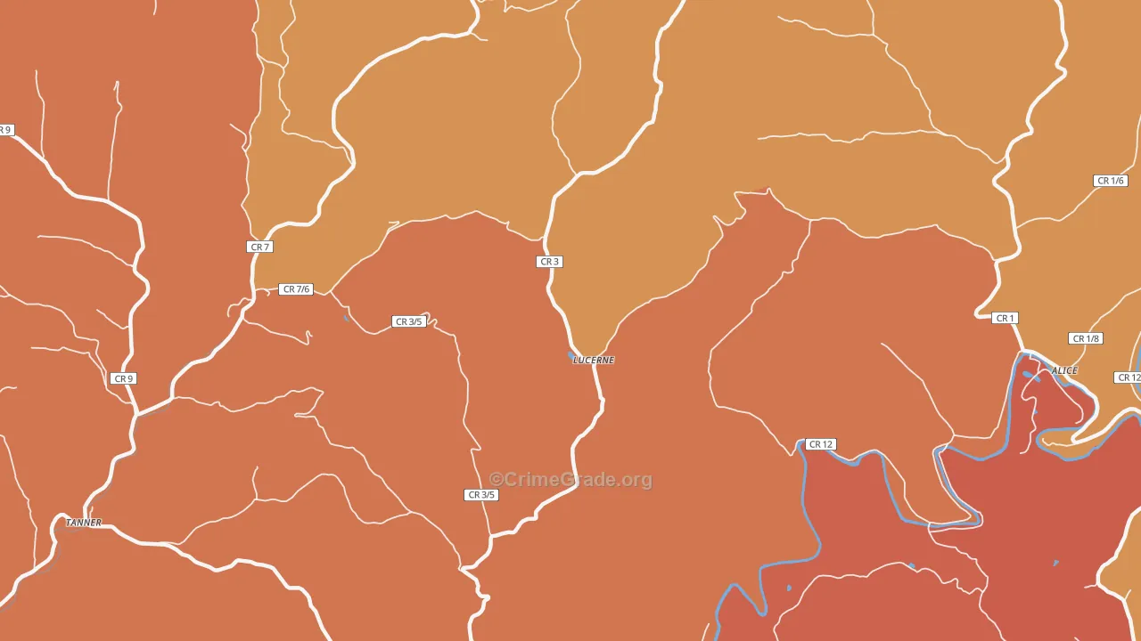 Lucerne, WV Map of Drug-Related Crime Rates