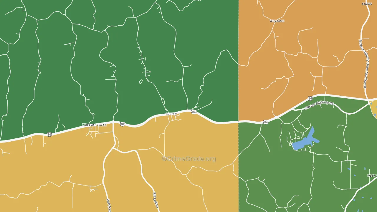 Lucien, MS Map of Drug-Related Crime Rates