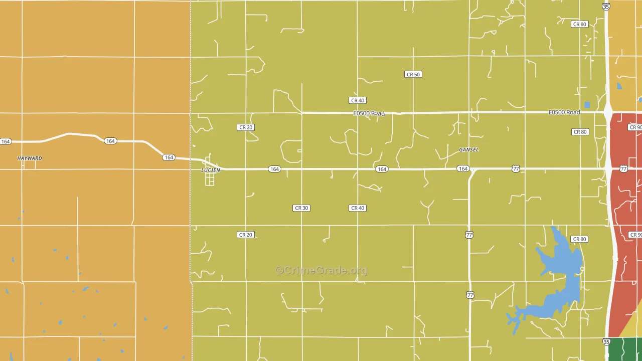 Lucien, OK Map of Drug-Related Crime Rates