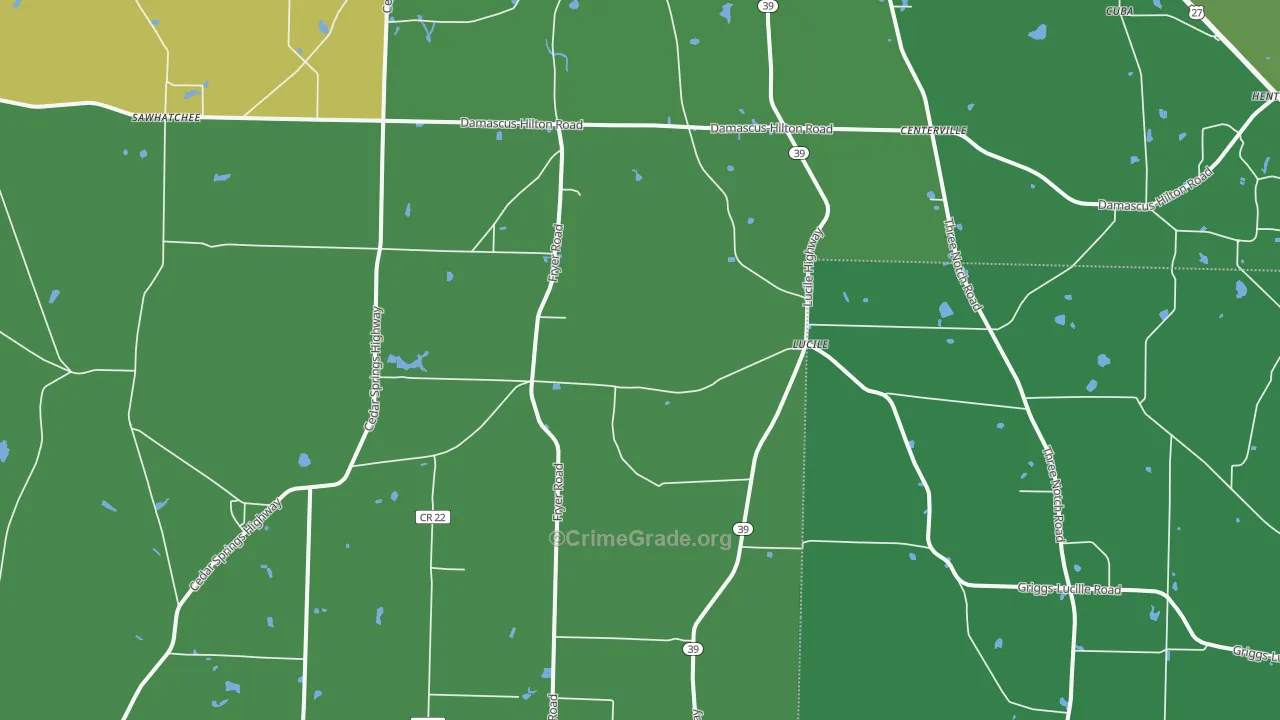 Lucile, GA Map of Drug-Related Crime Rates