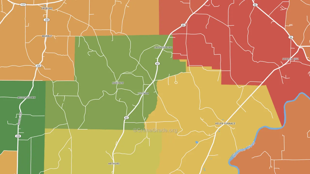Lucinda, PA Map of Drug-Related Crime Rates