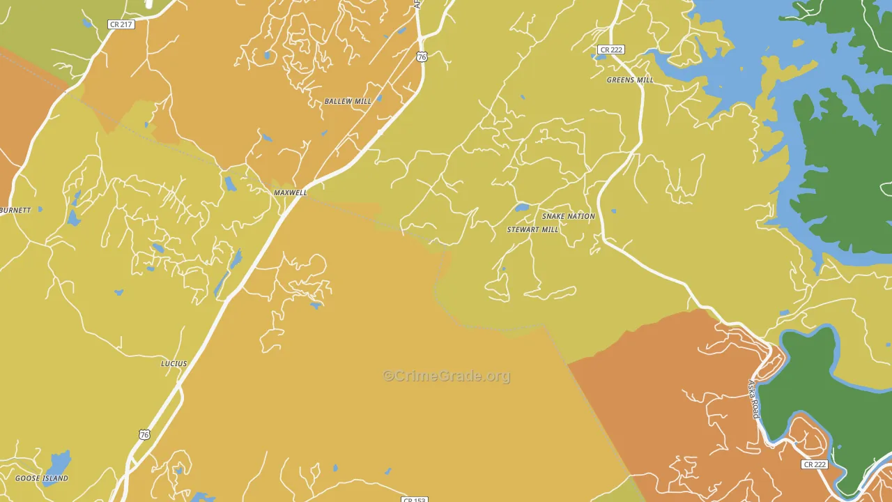 Lucius, GA Map of Drug-Related Crime Rates
