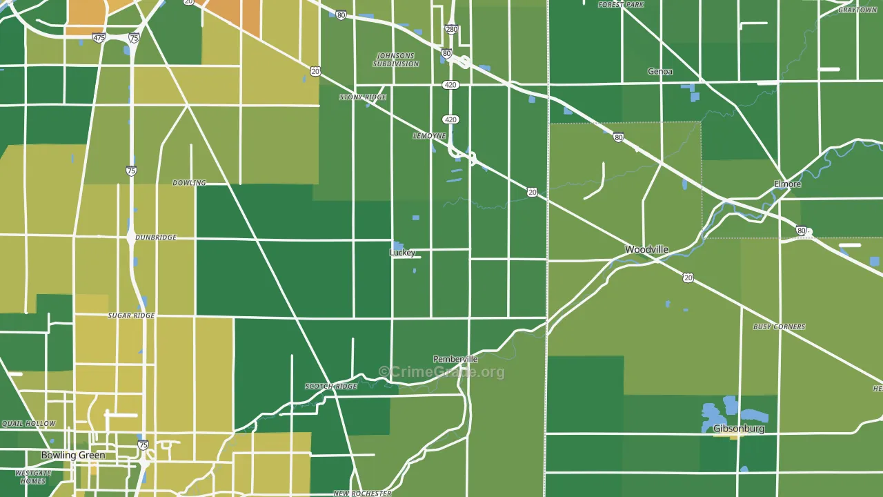 Luckey, OH Map of Drug-Related Crime Rates