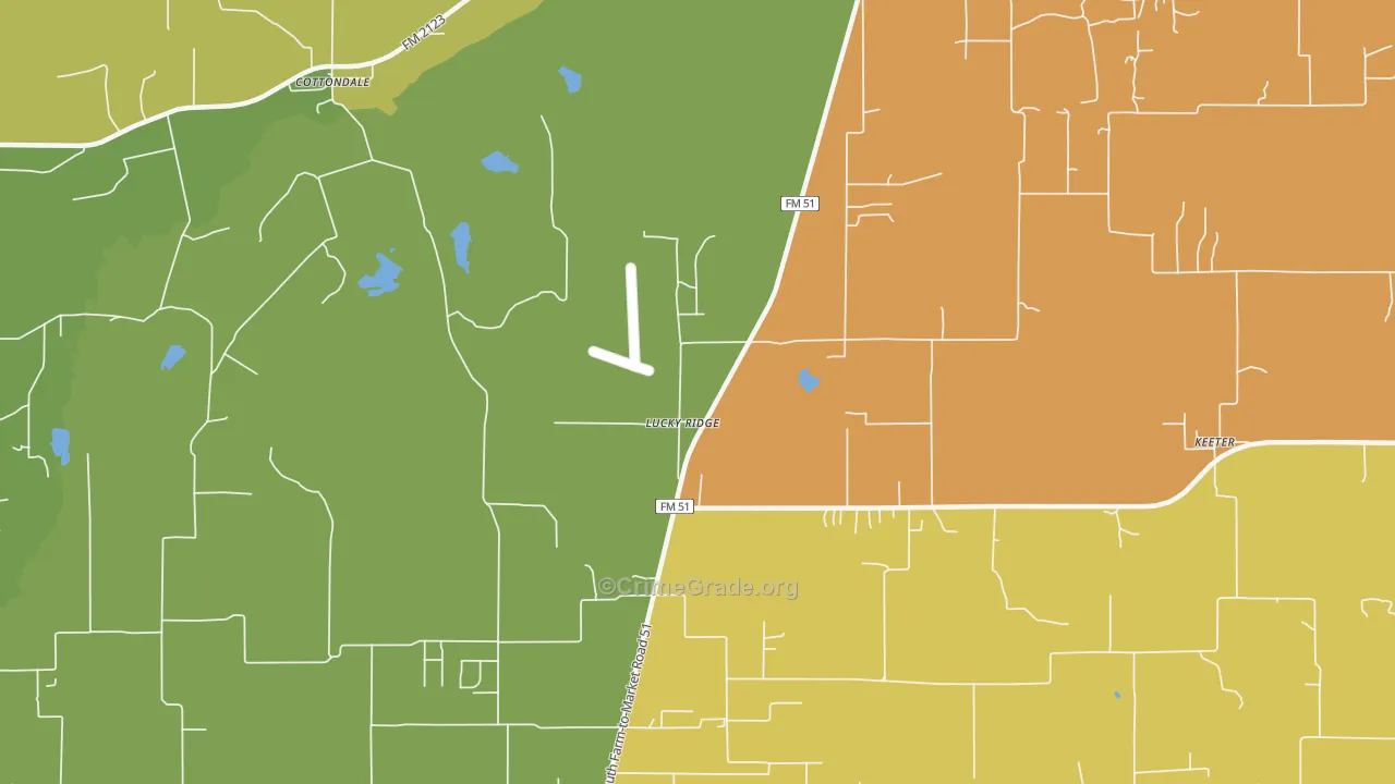 Lucky Ridge, TX Map of Drug-Related Crime Rates