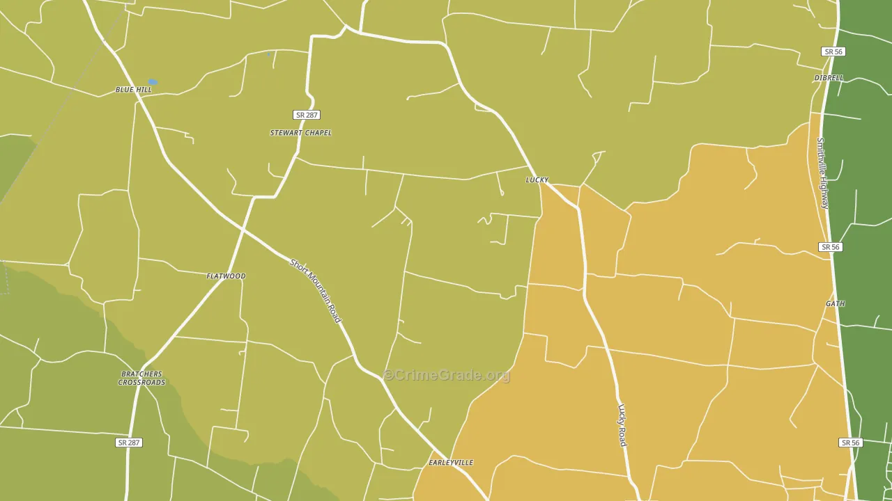Lucky, TN Map of Drug-Related Crime Rates