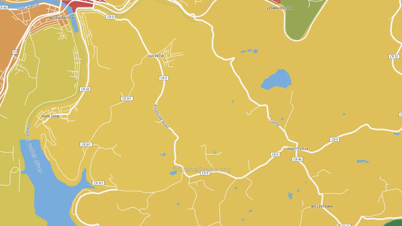 Lucretia, WV Map of Drug-Related Crime Rates