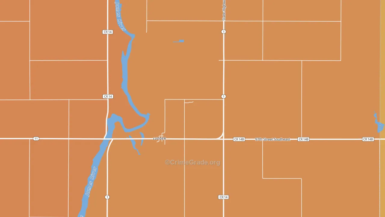 Ludden, ND Map of Drug-Related Crime Rates