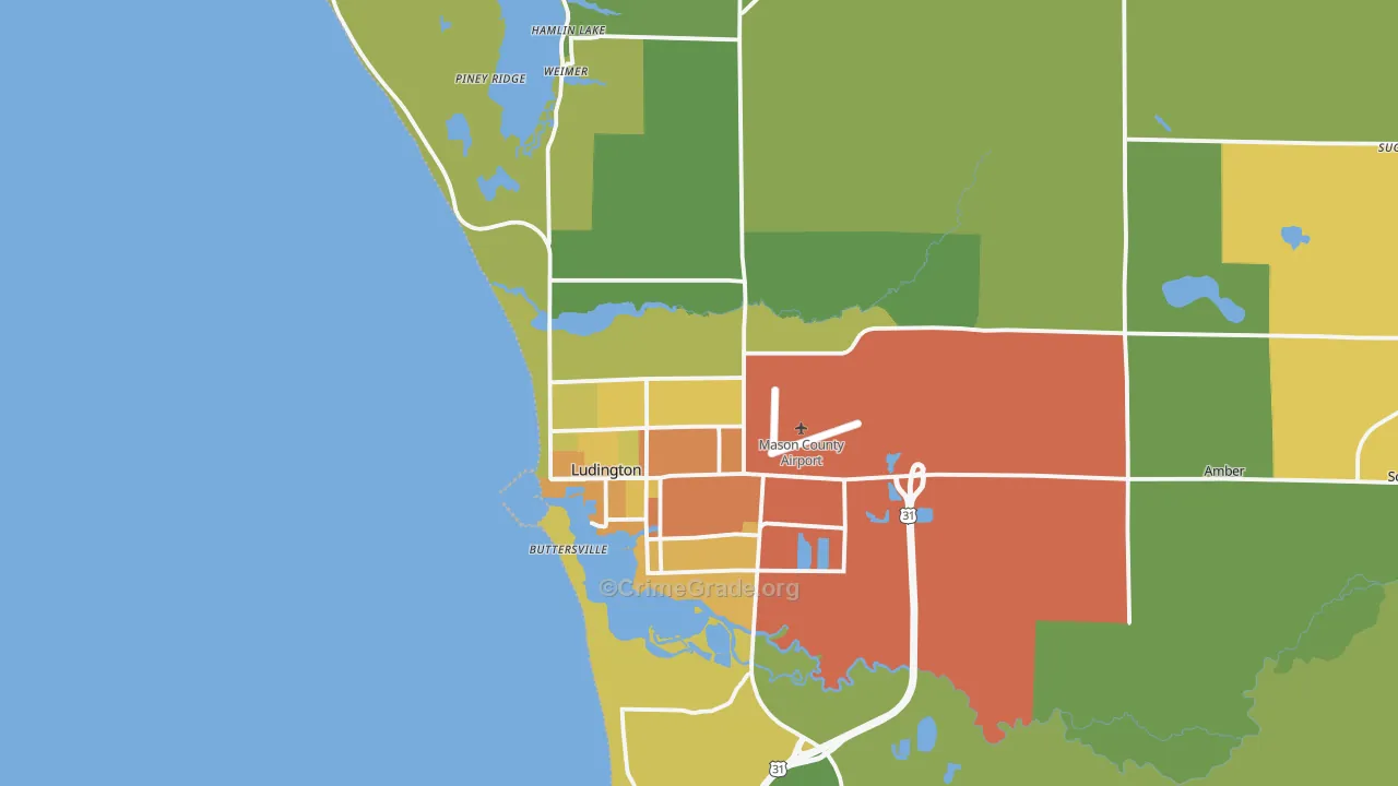 Ludington, MI Map of Drug-Related Crime Rates