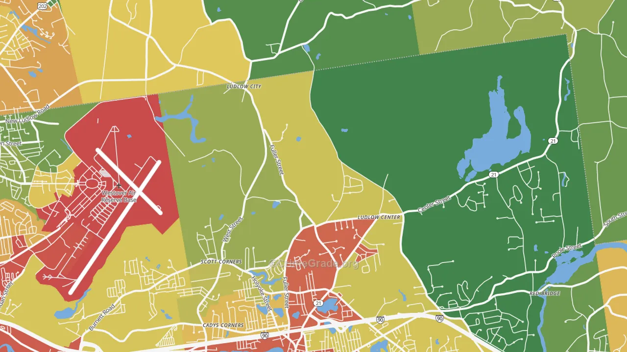 Ludlow Center, MA Map of Drug-Related Crime Rates