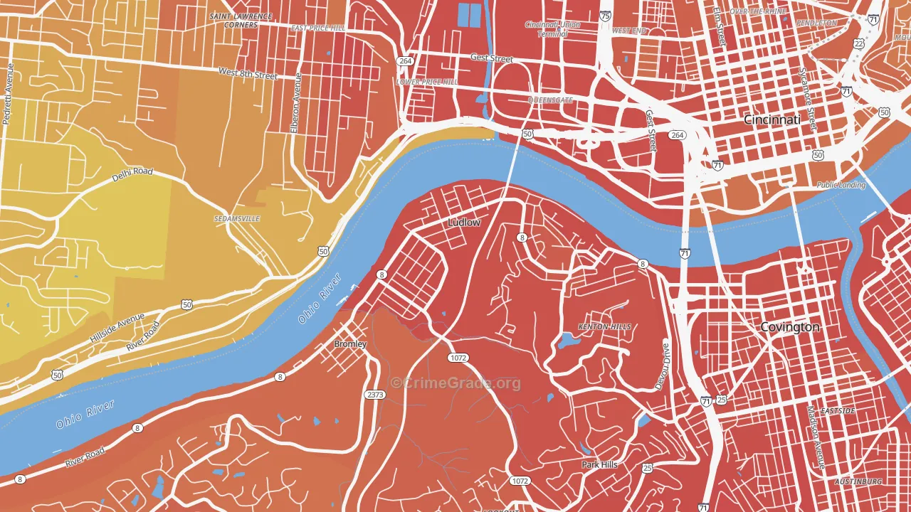 Ludlow, KY Map of Drug-Related Crime Rates