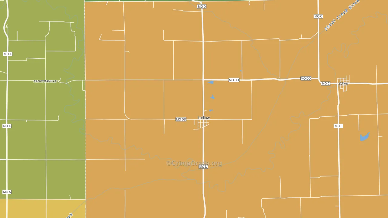 Ludlow, MO Map of Drug-Related Crime Rates