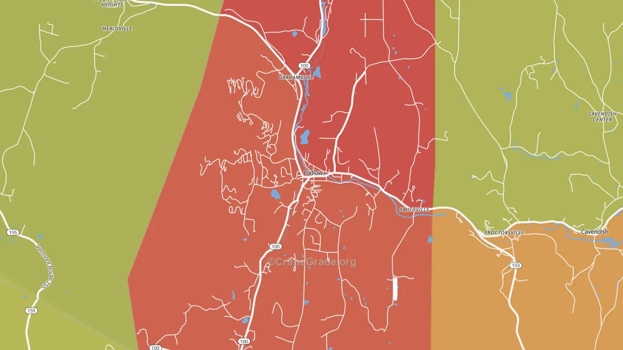 Ludlow, VT Map of Drug-Related Crime Rates