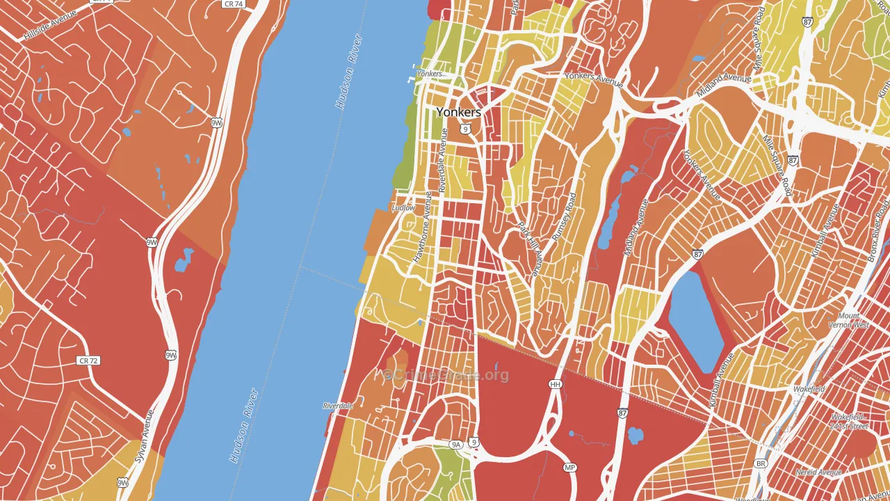 Ludlow, Yonkers, NY Map of Drug-Related Crime Rates