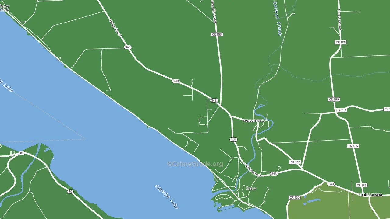 Ludlowville, NY Map of Drug-Related Crime Rates