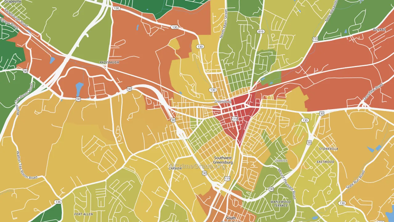 Ludwick, Greensburg, PA Map of Drug-Related Crime Rates