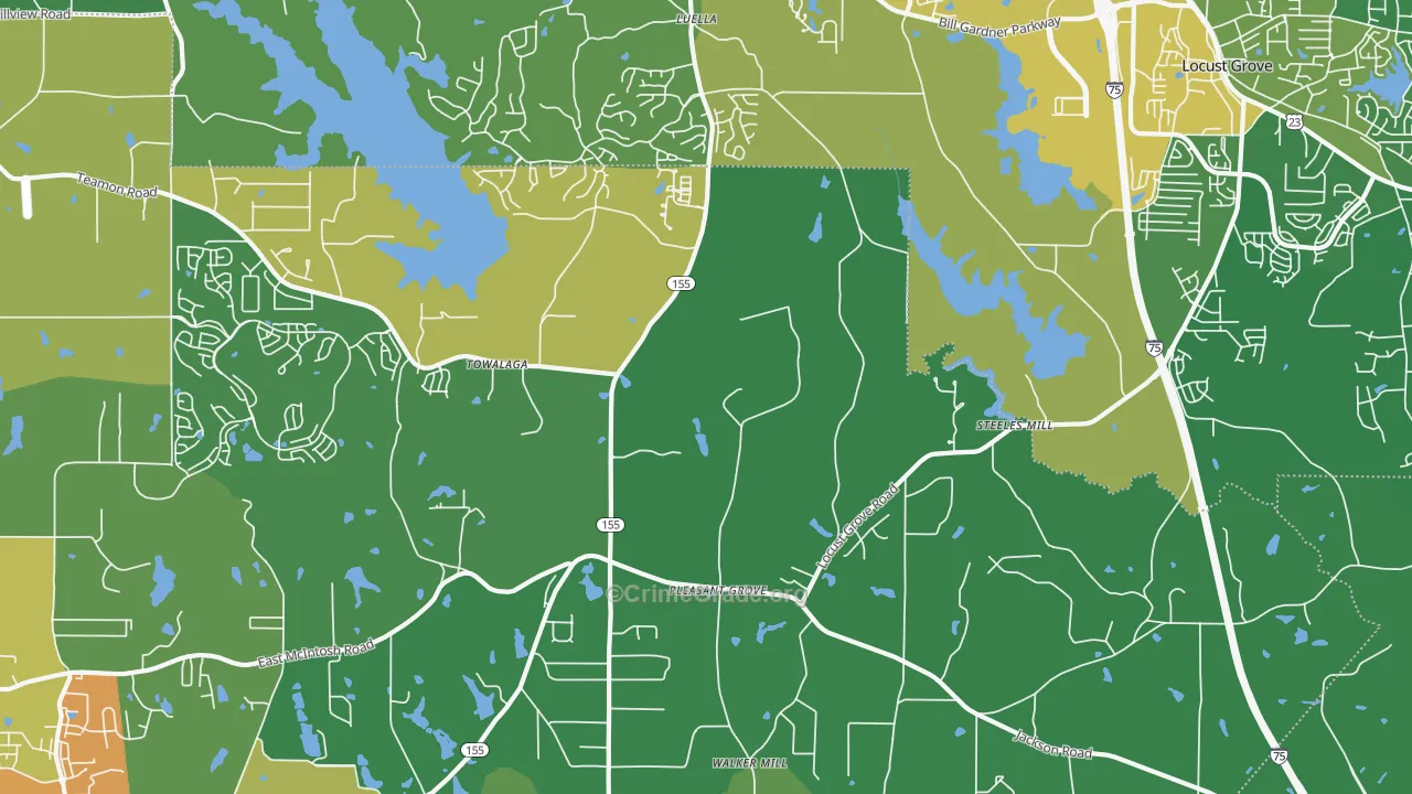 Luella, GA Map of Drug-Related Crime Rates