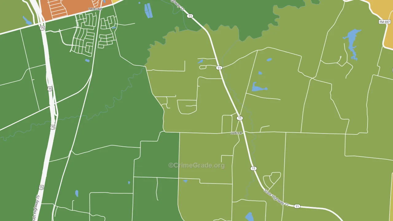 Luella, TX Map of Drug-Related Crime Rates