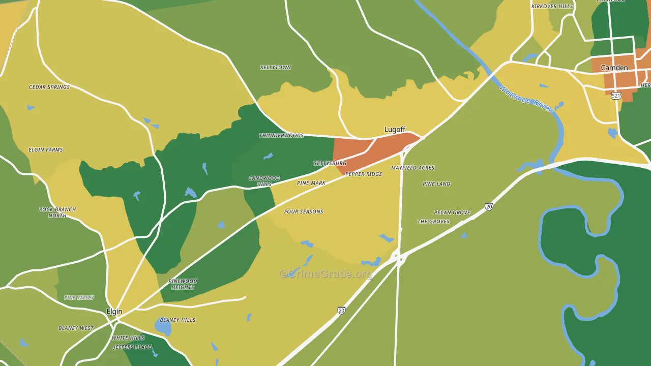 Lugoff, SC Map of Drug-Related Crime Rates