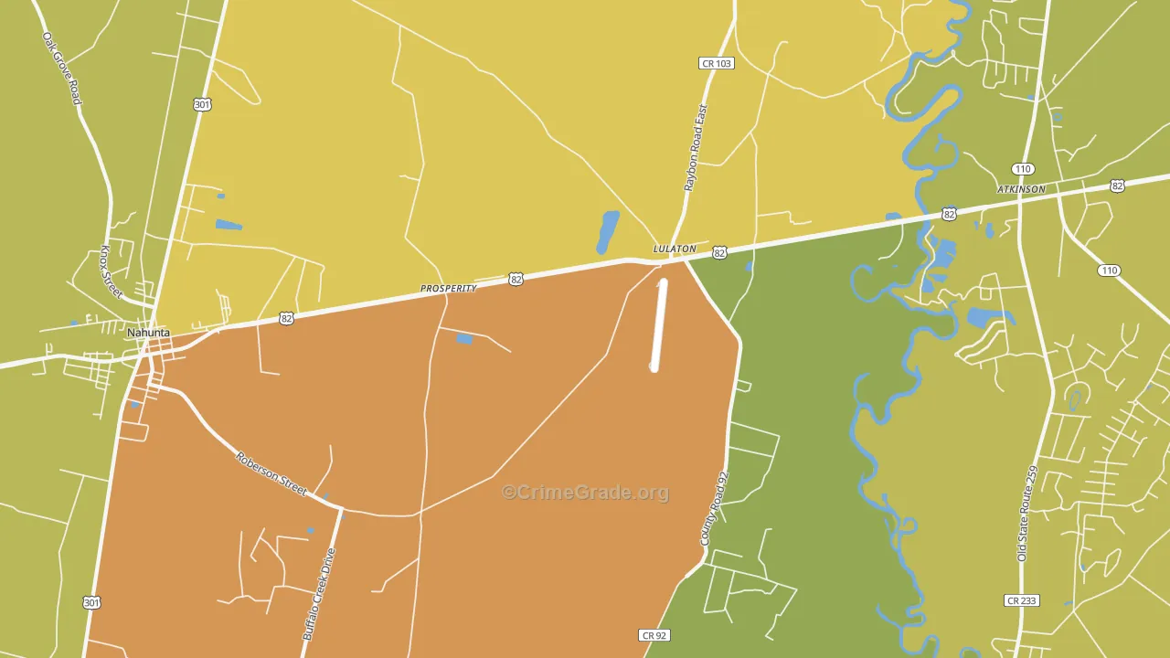 Lulaton, GA Map of Drug-Related Crime Rates