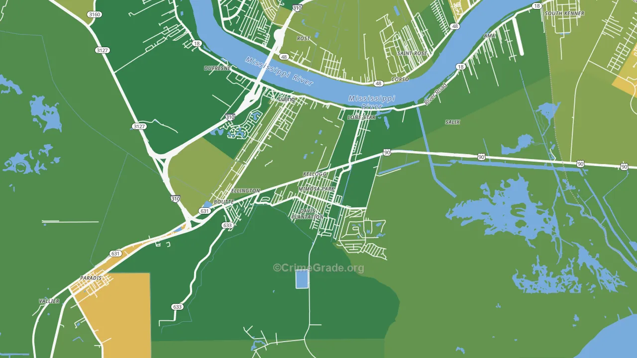 Luling, LA Map of Drug-Related Crime Rates