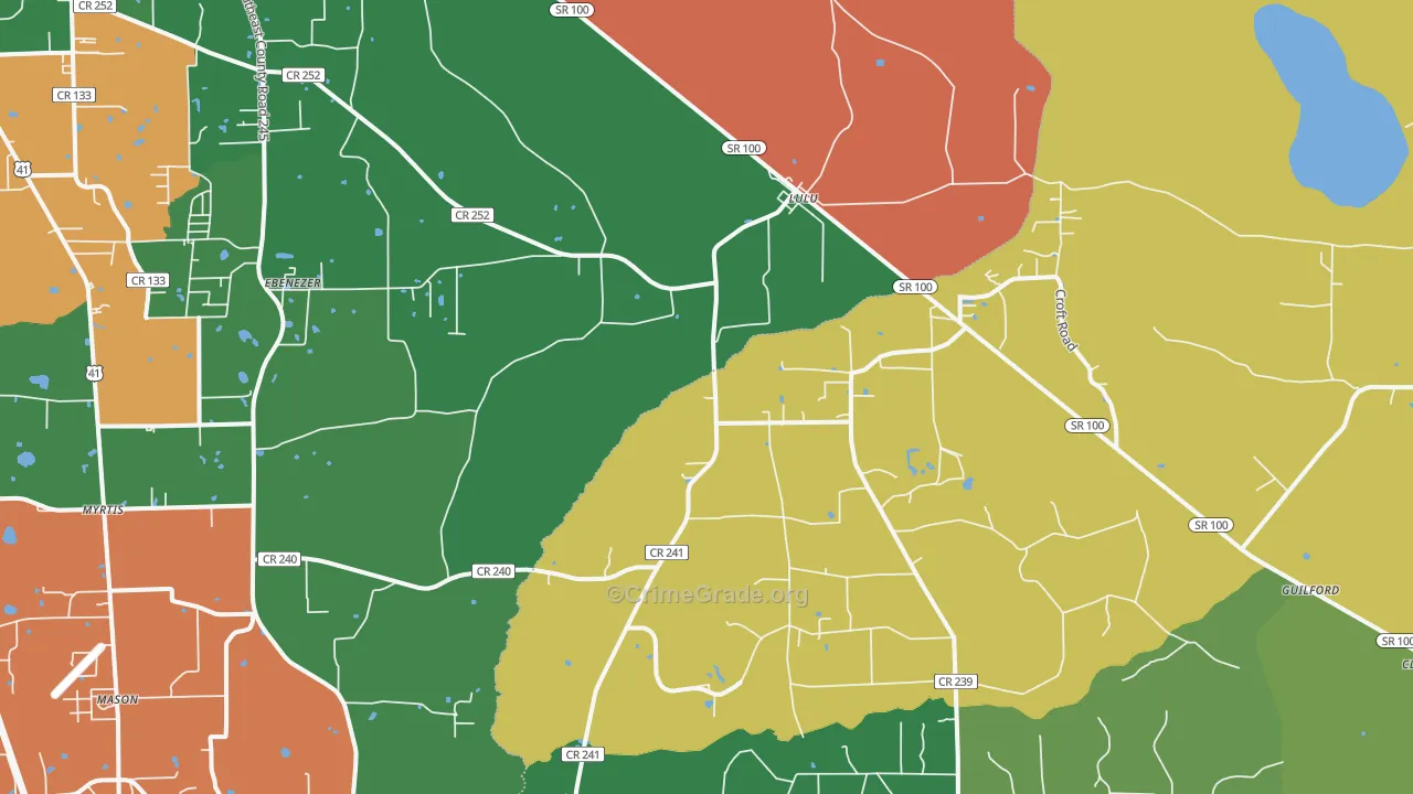 Lulu, FL Map of Drug-Related Crime Rates