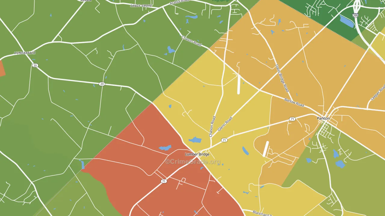 Lumber Bridge, NC Map of Drug-Related Crime Rates