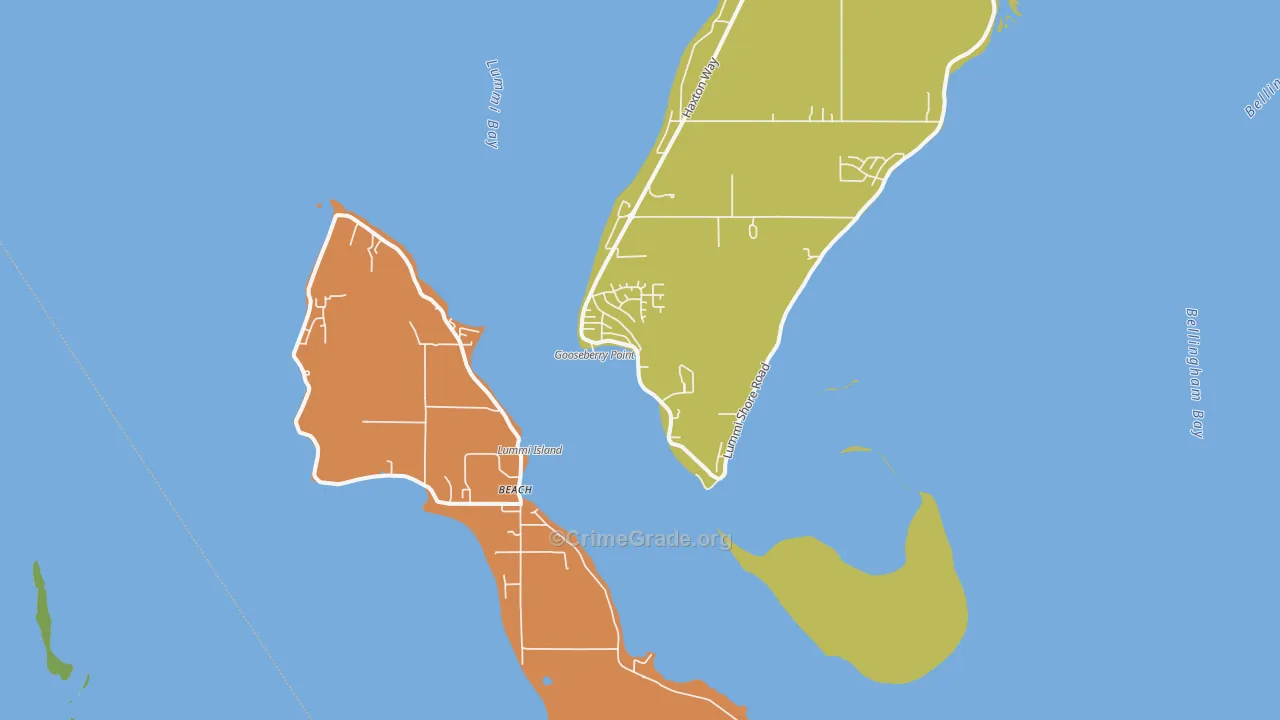 Lummi Island, WA Map of Drug-Related Crime Rates