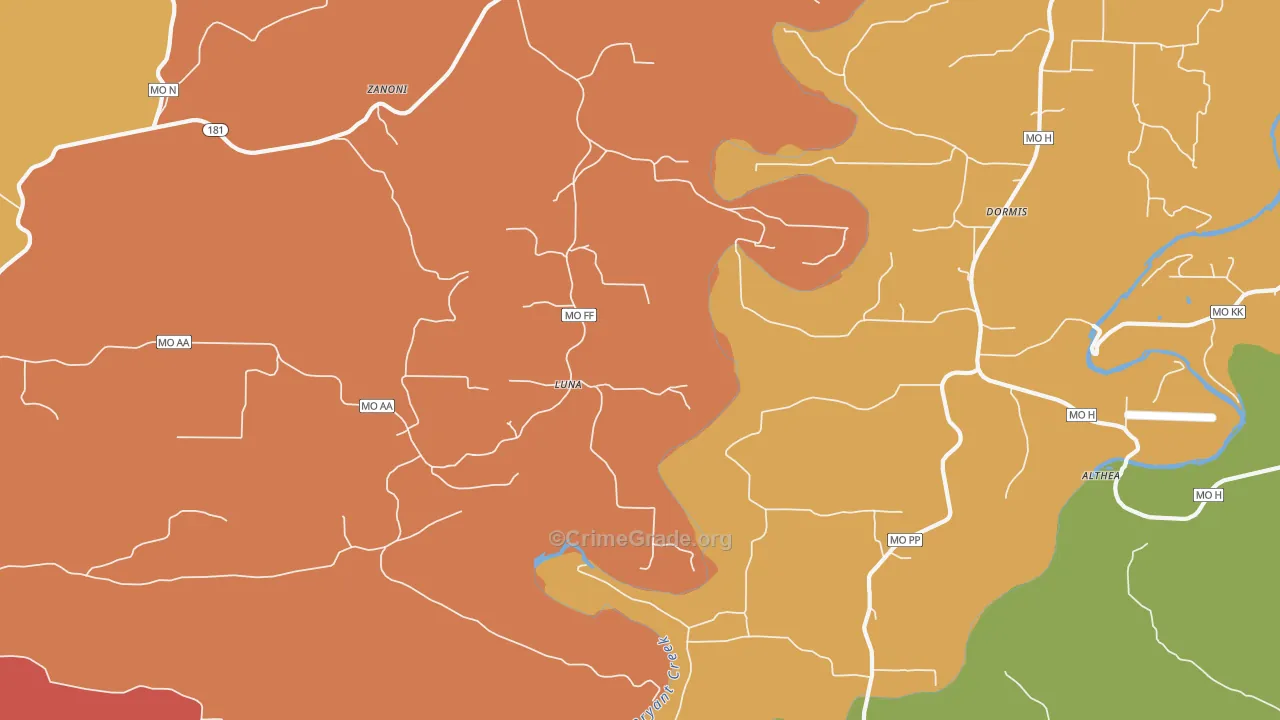 Luna, MO Map of Drug-Related Crime Rates