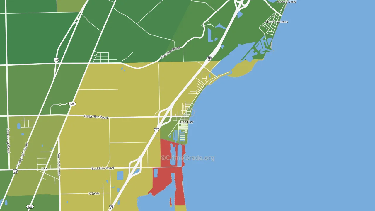 Luna Pier, MI Map of Drug-Related Crime Rates
