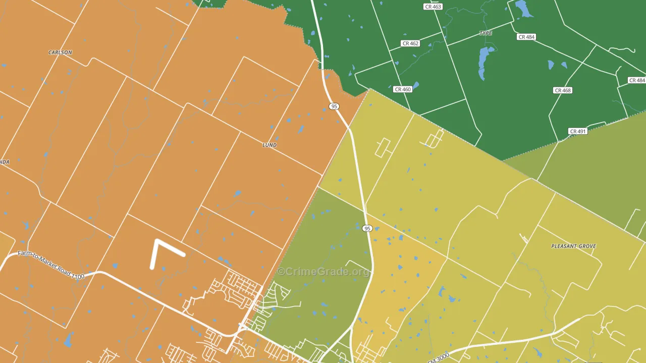 Lund, TX Map of Drug-Related Crime Rates