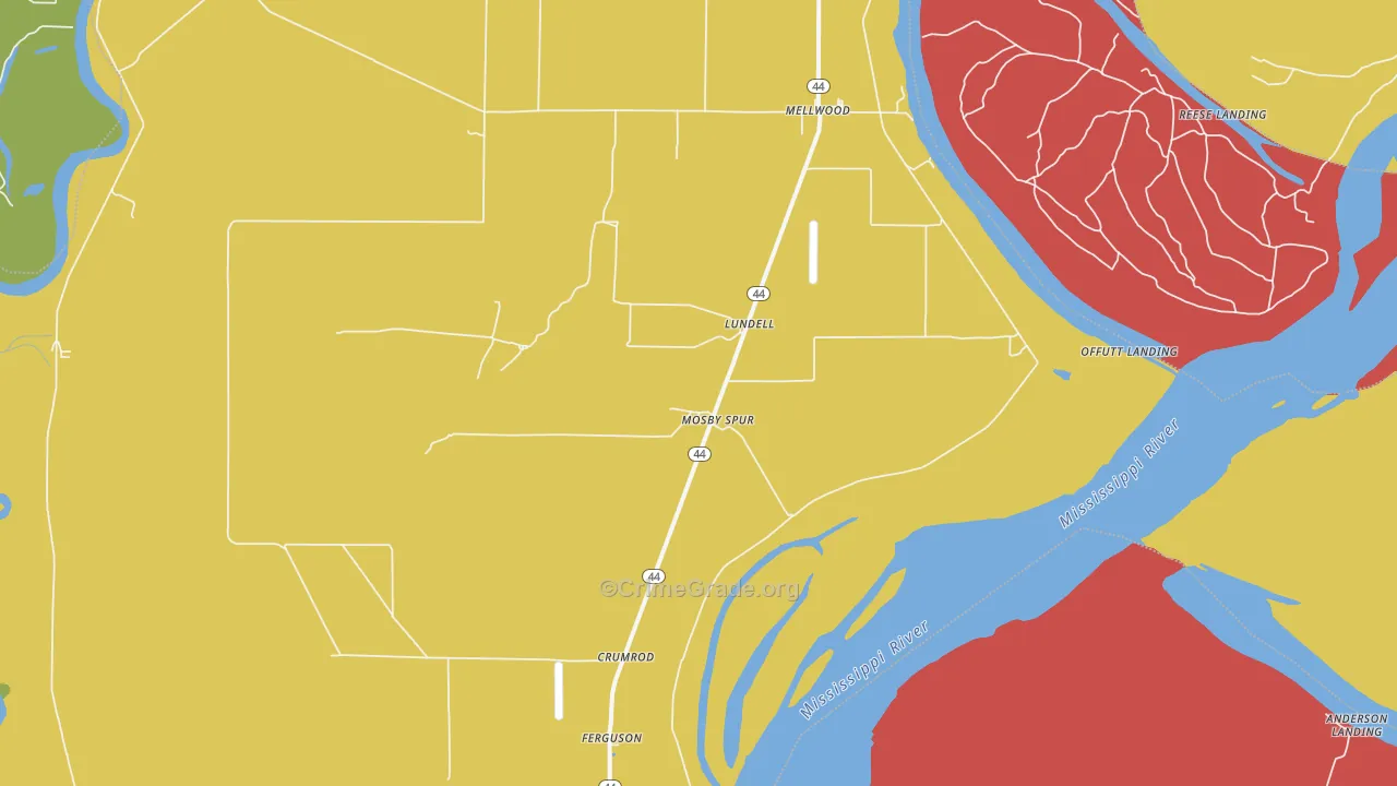 Lundell, AR Map of Drug-Related Crime Rates