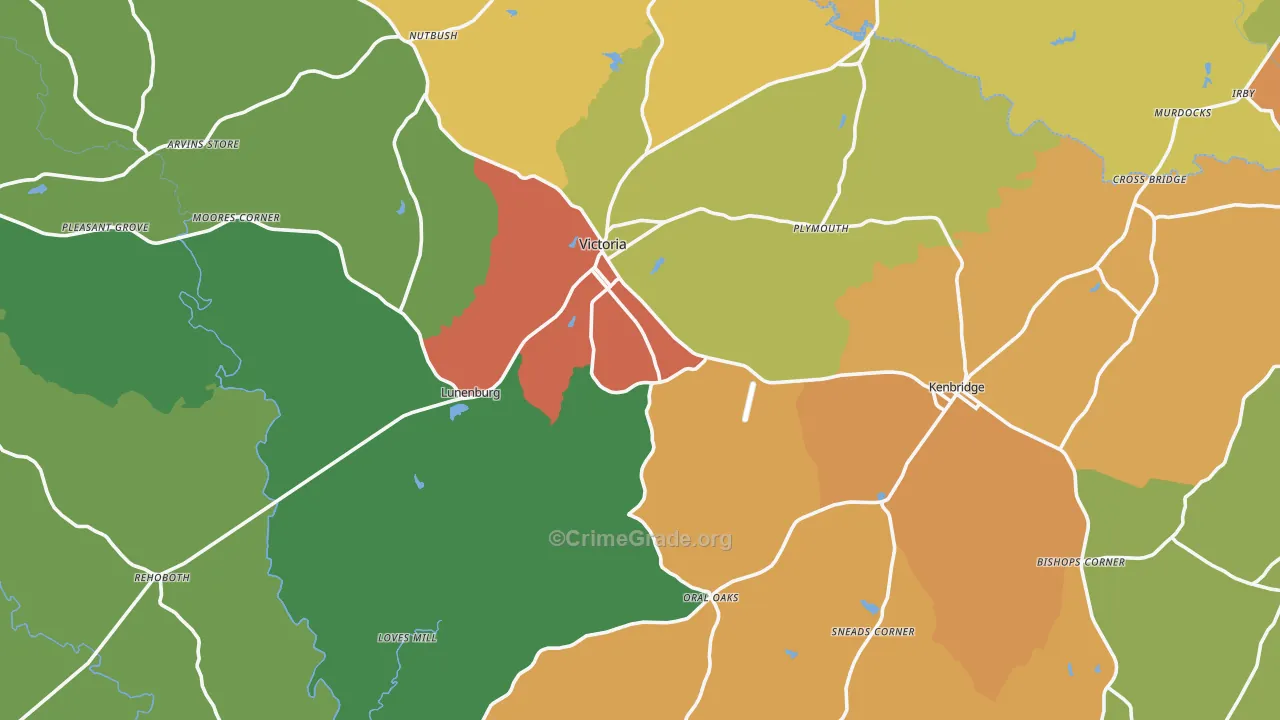 Lunenburg County, VA Map of Drug-Related Crime Rates