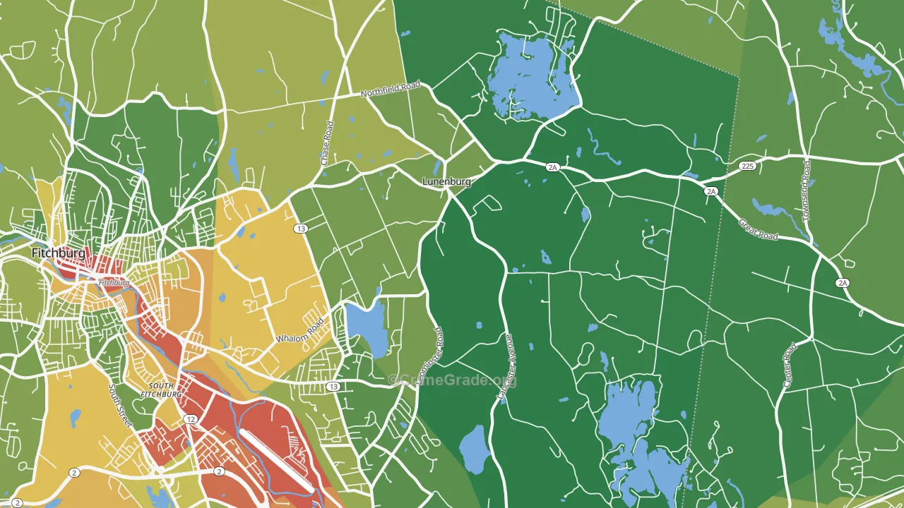 Lunenburg, MA Map of Drug-Related Crime Rates