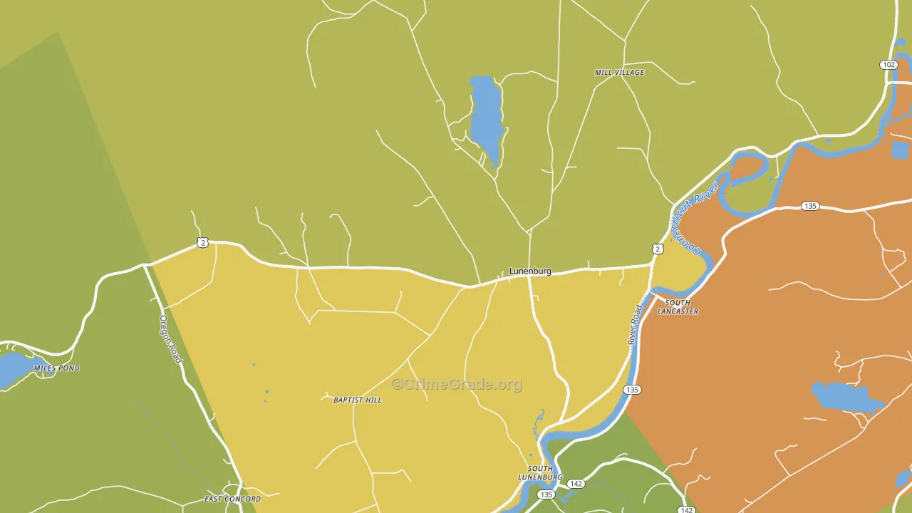 Lunenburg, VT Map of Drug-Related Crime Rates
