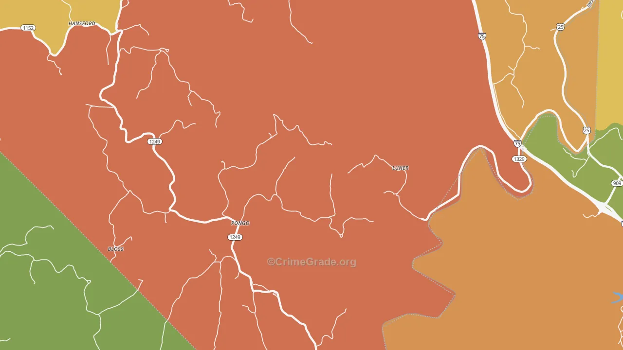 Luner, KY Map of Drug-Related Crime Rates