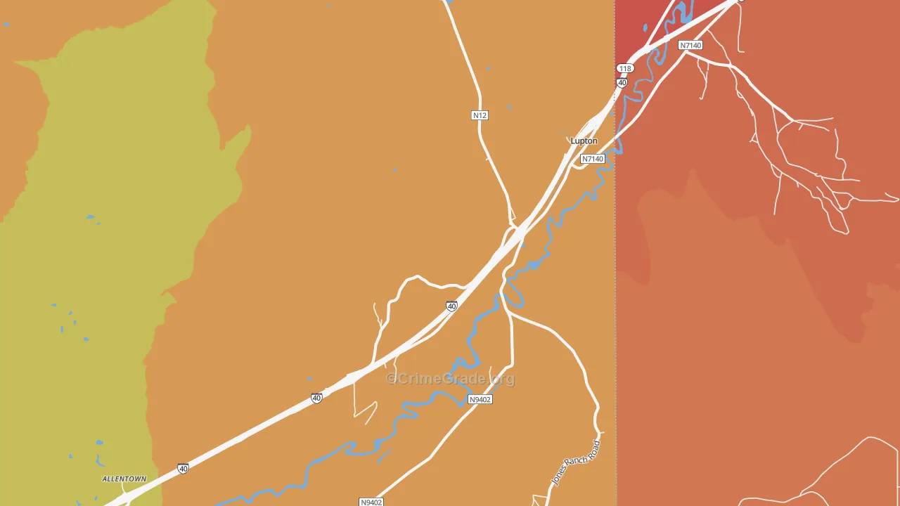 Lupton, AZ Map of Drug-Related Crime Rates