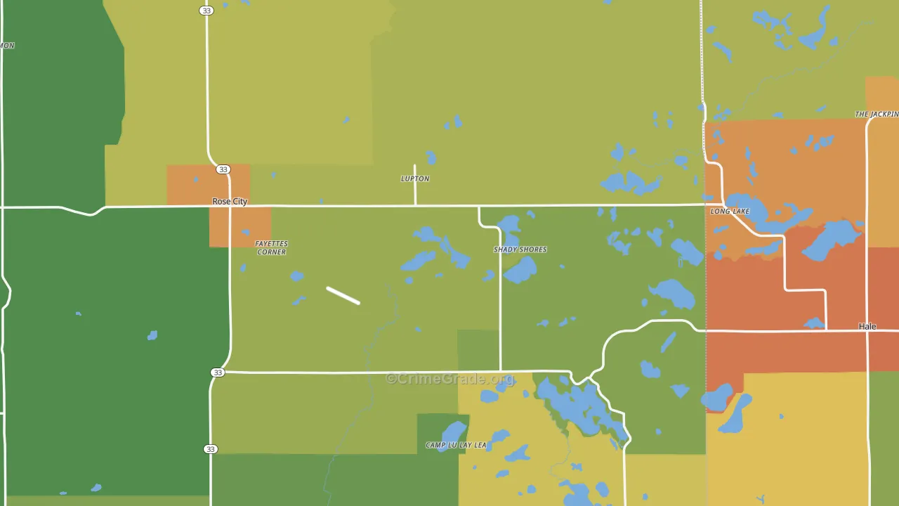 Lupton, MI Map of Drug-Related Crime Rates