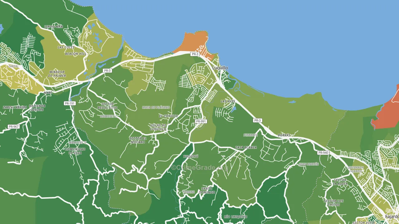 Luquillo Municipio, PR Map of Drug-Related Crime Rates