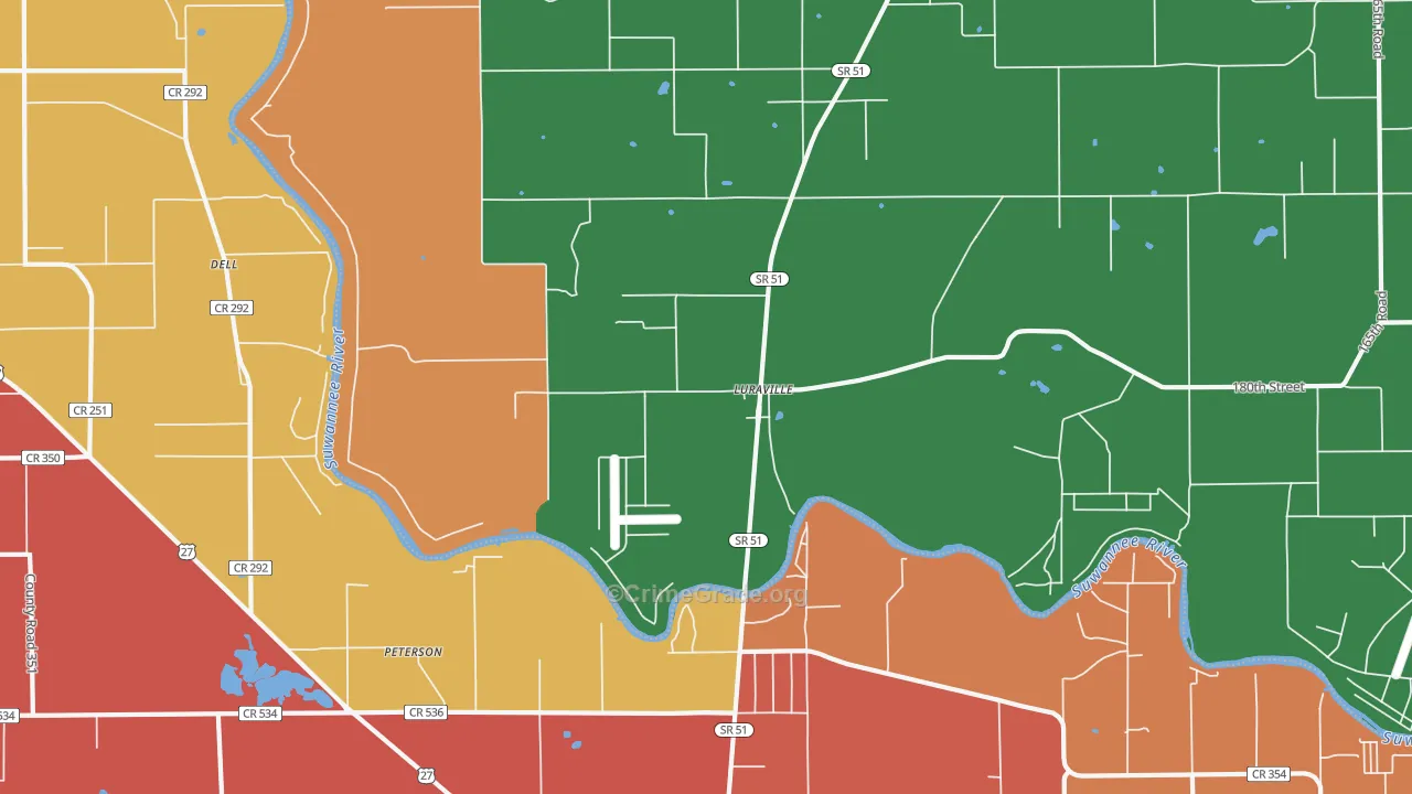 Luraville, FL Map of Drug-Related Crime Rates