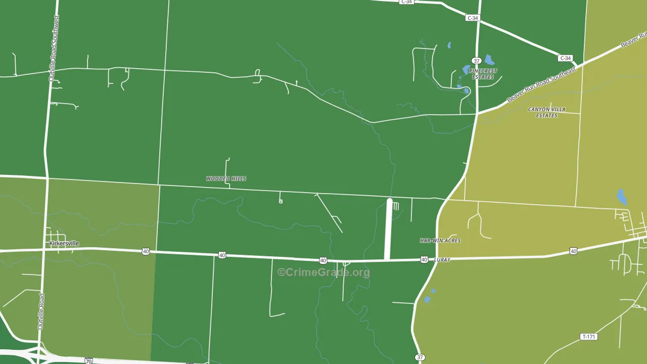 Luray, OH Map of Drug-Related Crime Rates