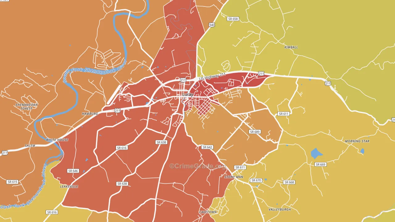 Luray, VA Map of Drug-Related Crime Rates