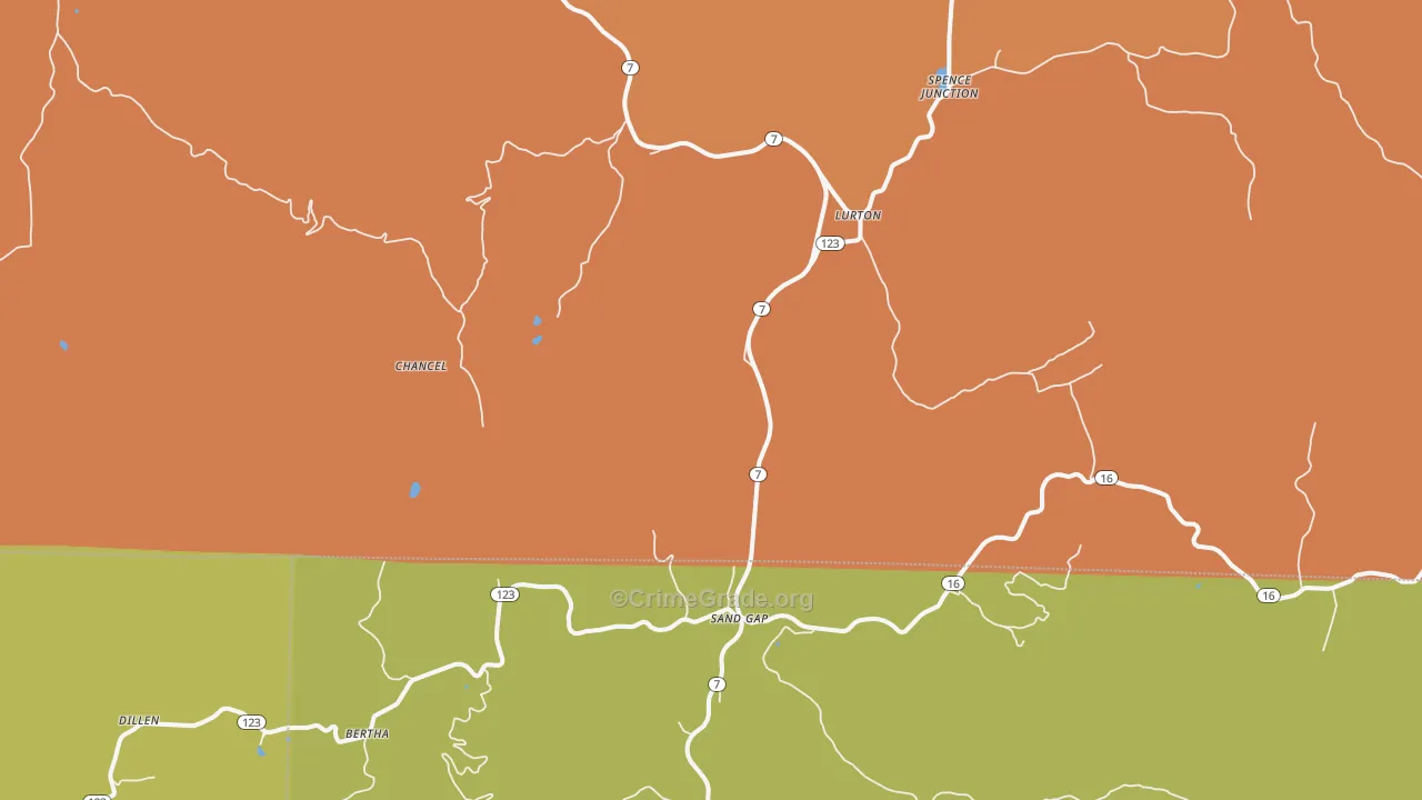 Lurton, AR Map of Drug-Related Crime Rates